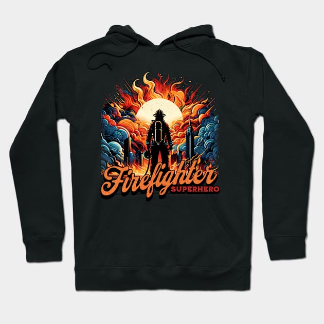 Firefighter Superhero Untold Heroes Design Hoodie by Miami Neon Designs